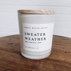 Boutique Sweater Weather Soy Candle | White Jar Candle + Wood Lid 11oz